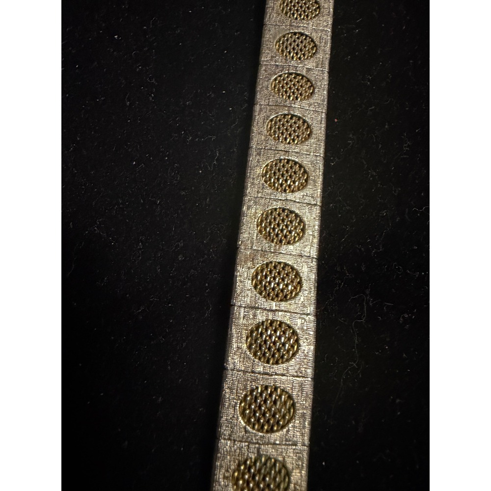 Vintage Gold Tone‎ Panel Cut Out Oval Box Link Mesh Bracelet 7.5" Retro Art Deco